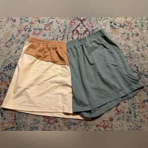 SHEIN color block women’s short cotton size 3XL orange yellow green fits like XL